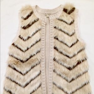 Faux Fur Vest with Knitted Back
